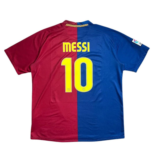 Camisa Retrô Barcelona I Messi #10 2008 - Torcedor Masculina - Vermelho e Azul