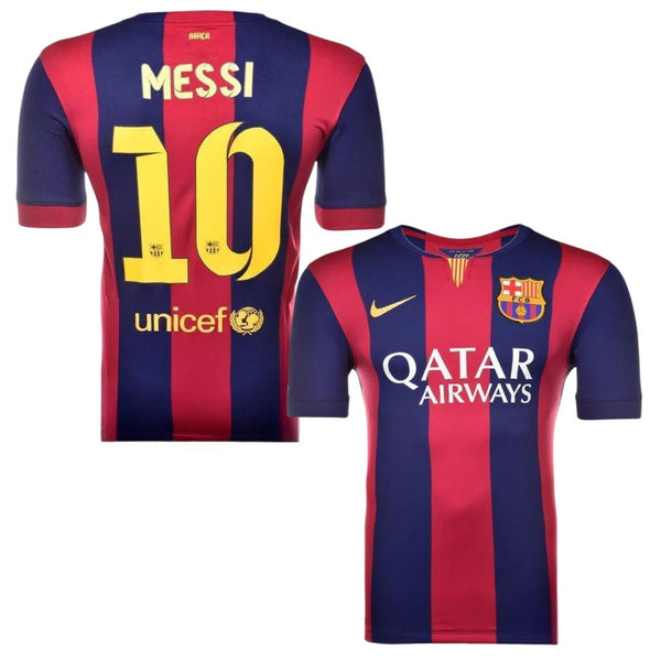 Camisa Retrô Barcelona I Messi #10 2014 - Torcedor Masculina - Vermelho e Azul