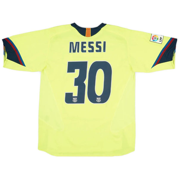 Camisa Retrô Barcelona II Messi #30 2005 - Torcedor Masculina - Verde