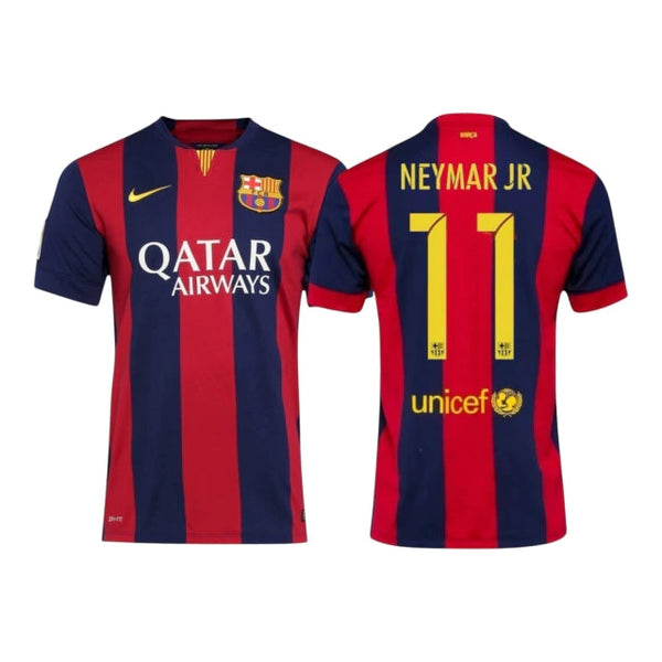 Camisa Retrô Barcelona I Neymar JR #11 2014 - Torcedor Masculina - Azul e Vermelho