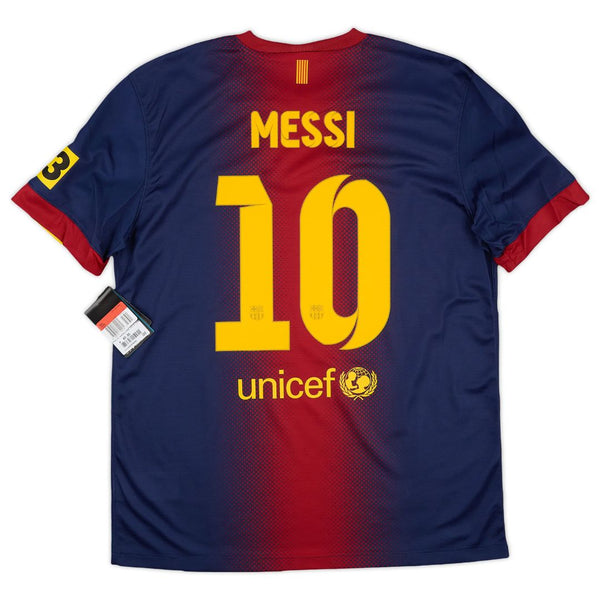 Camisa Retrô Barcelona I Messi #10 2012 - Torcedor Masculina - Vermelho e Azul