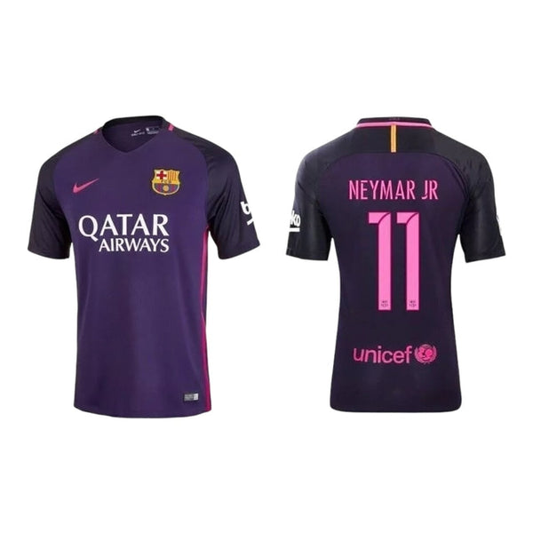 Camisa Retrô Barcelona II Neymar JR #11 2016 - Torcedor Masculina - Roxo e Rosa