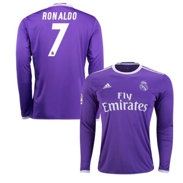 Camisa Manga Longa Retrô Real Madrid II Cristiano Ronaldo #7 2016 - Torcedor Masculina - Roxo