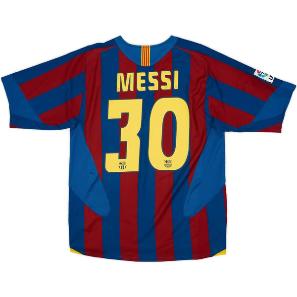 Camisa Retrô Barcelona I Messi #30 2005 - Torcedor Masculina - Vermelho e Azul