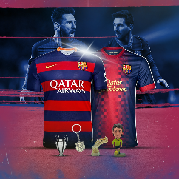Kit Lionel Messi Barcelona - Chaveiro - Mini Craque - Mini Taça Champions Aço - Chuteira de Ouro