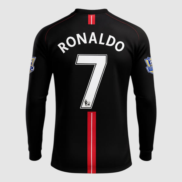Camisa Manga Longa Retrô Manchester United II Cristiano Ronaldo #7 2008 - Torcedor Masculina - Preto